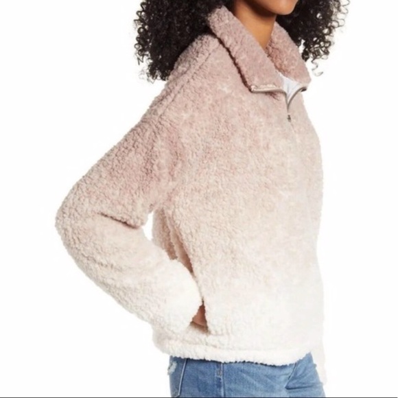 THREAD & SUPPLY NWT Wubby Sherpa Fleece Pullover Jacket in Cream and Gray - Picture 3 of 13